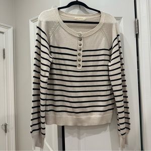 Tan & Navy Striped Sweater